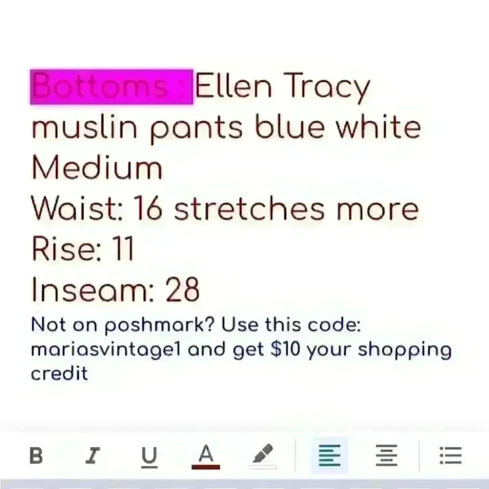 ELLEN TRACY light blue white striped linen beach pants women MEDIUM - Picture 7 of 7